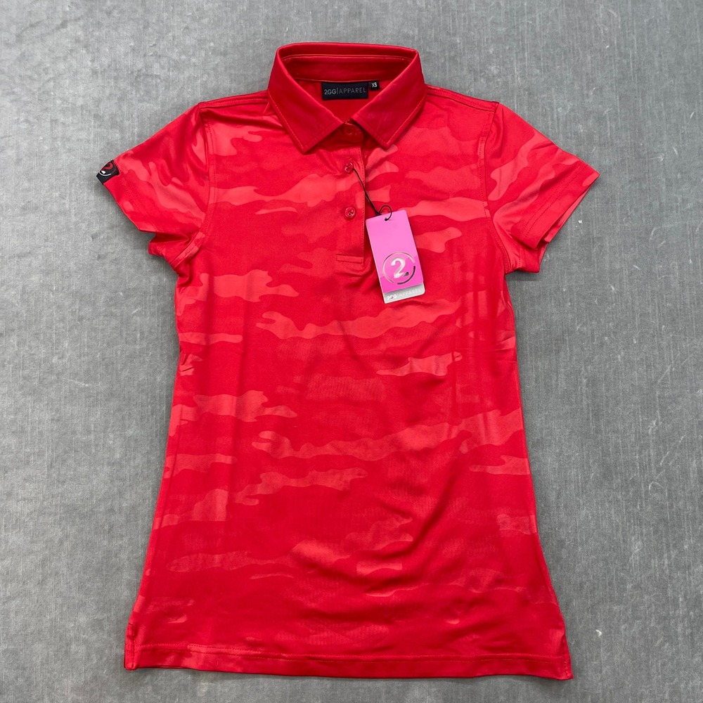 2GG Apparel Women‎ XS Red Camo Polo New Short Sleeve Golf Shirt